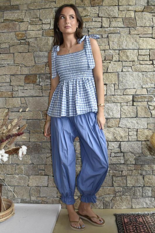 Nonni Gingham Bandeau Cami Denim